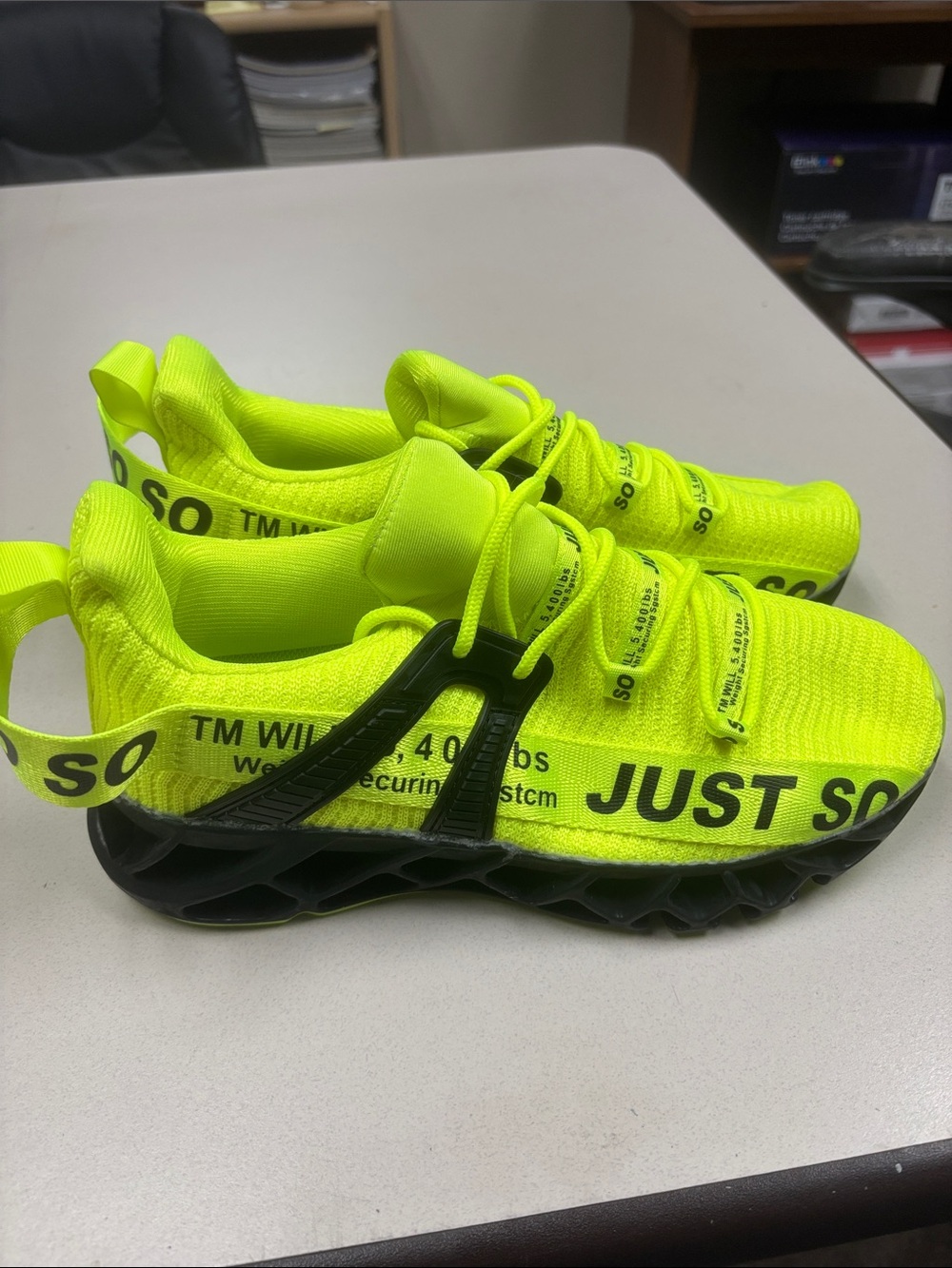 Just So So Neon Yellow Women's Blade Athletic Running Sneakers - Picture 4 of 7